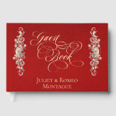 Roosrand en hartmonogram - Rode gastensboek Gastenboek (Voorkant)