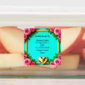🌸 Roosrand trouwfeest met turquoise kleuren 🌸 Labels (Aangebracht)