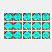 🌸 Roosrand trouwfeest met turquoise kleuren 🌸 Labels (Vel)