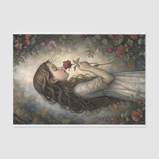 Roos's eerste kus decoupage tissuepapier (Voorkant)