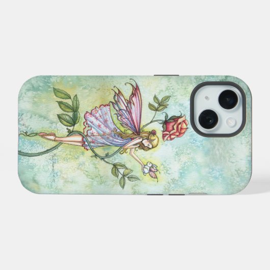 Roos's vriend Fairy en Bunny Fantasy Art iPhone 15 Case (Achterkant horizontaal)