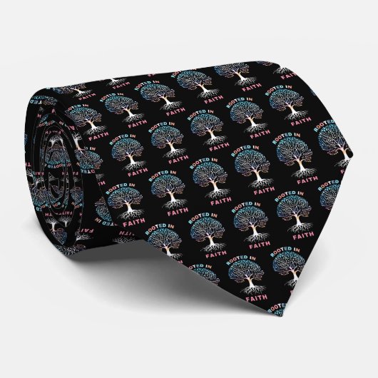 Roost in Faith Tree Necktie Stropdas (Opgerold)