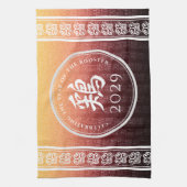 Rooster 鶏 Red Gold Chinese Zodiac Lunar Symbol Theedoek (Verticaal)