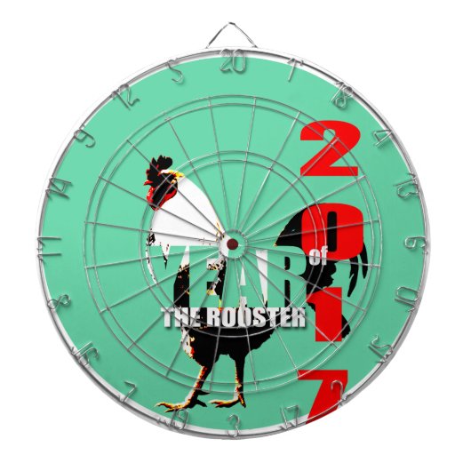 Rooster 2017 jaar in groen cirkeldartboard dartbord (Voorkant)