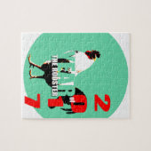 Rooster 2017 Jaar in Groene Cirkel puzzel Legpuzzel (Horizontaal)