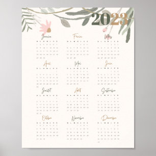 Rooster 2023 FLORAL PASTEL - NL Poster