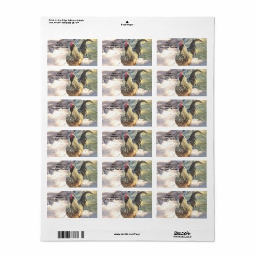 Rooster-Adresetiketten Etiket (Full Sheet)