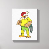 Rooster als Batsman met cricket bat Canvas Afdruk (Voorkant)