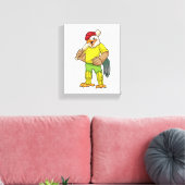 Rooster als Batsman met cricket bat Canvas Afdruk (Insitu (Woonkamer))