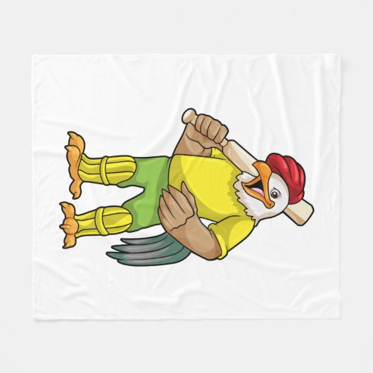 Rooster als Batsman met cricket bat Fleece Deken (Voorkant (Horizontaal))