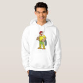 Rooster als Batsman met cricket bat Hoodie (Voorkant volledig)