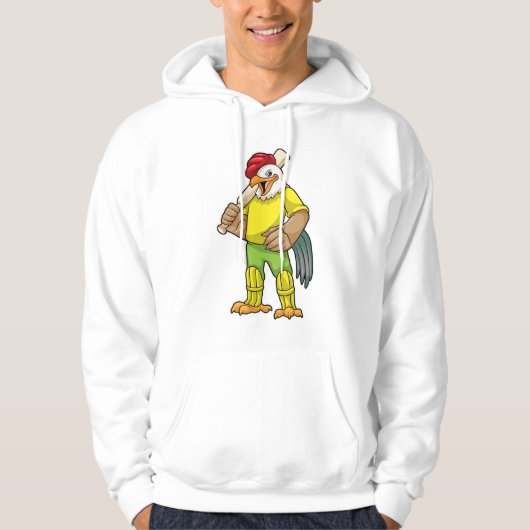 Rooster als Batsman met cricket bat Hoodie (Voorkant)