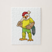 Rooster als Batsman met cricket bat Legpuzzel (Verticaal)