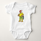 Rooster als Batsman met cricket bat Romper (Voorkant)