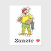 Rooster als Batsman met cricket bat Sticker (Vel)