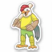 Rooster als Batsman met cricket bat Sticker (Voorkant)