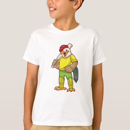 Rooster als Batsman met cricket bat T-shirt (Voorkant)