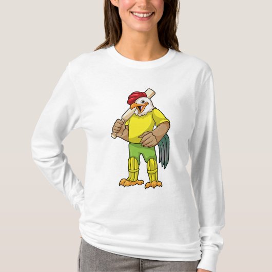Rooster als Batsman met cricket bat T-shirt (Voorkant)