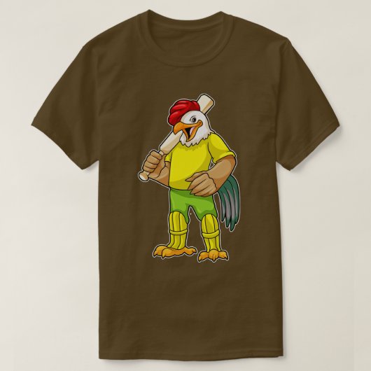 Rooster als Batsman met cricket bat T-shirt (Design voorkant)