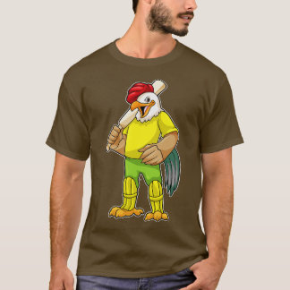 Rooster als Batsman met cricket bat T-shirt