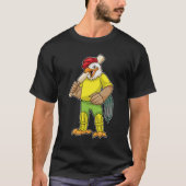 Rooster als Batsman met cricket bat T-shirt (Voorkant)