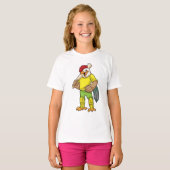 Rooster als Batsman met cricket bat T-shirt (Voorkant volledig)