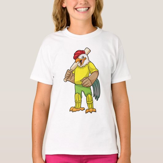 Rooster als Batsman met cricket bat T-shirt (Voorkant)