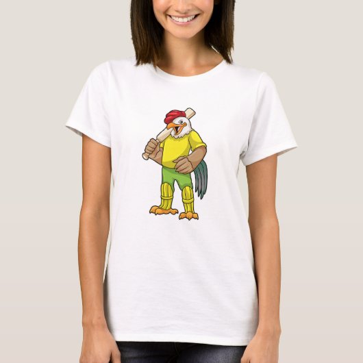 Rooster als Batsman met cricket bat T-shirt (Voorkant)