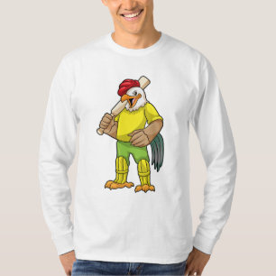 Rooster als Batsman met cricket bat T-shirt