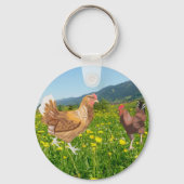 Rooster and Chicken 1  Sleutelhanger (Achterkant)