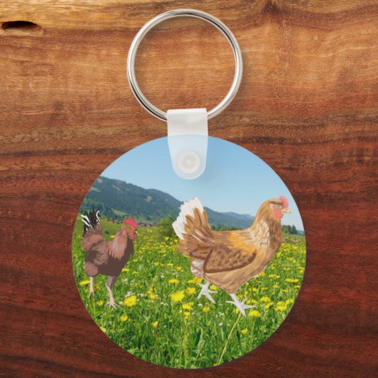 Rooster and Chicken 2  Sleutelhanger (Achterkant)