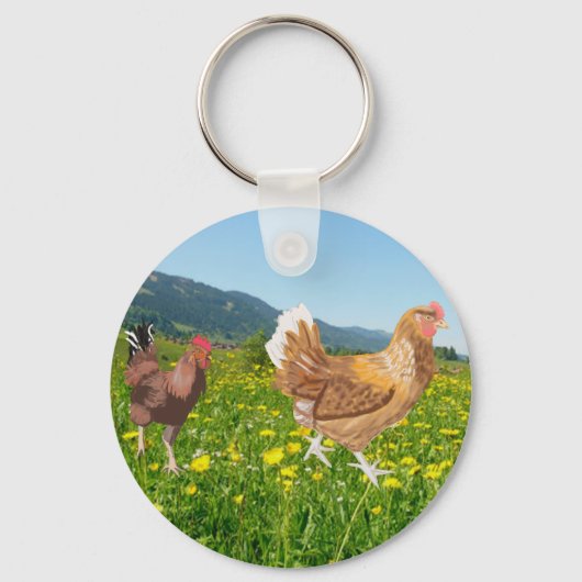 Rooster and Chicken 2  Sleutelhanger (Achterkant)