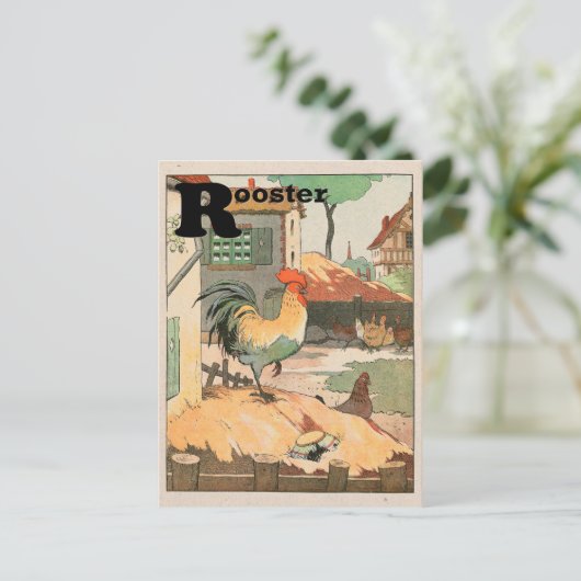 Rooster Animal Alphabet Letter Briefkaart (Staand voorkant)