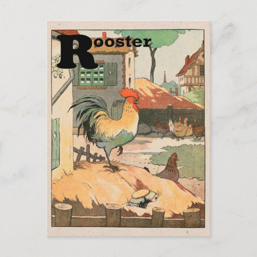 Rooster Animal Alphabet Letter Briefkaart (Voorkant)