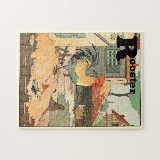 Rooster Animal Alphabet Letter Legpuzzel (Horizontaal)