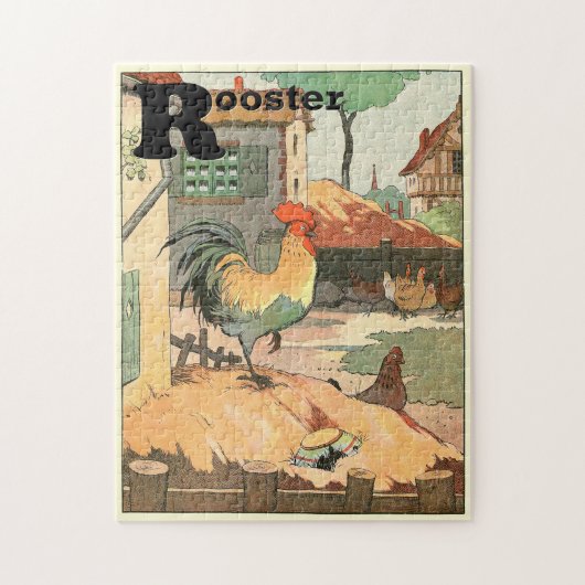 Rooster Animal Alphabet Letter Legpuzzel (Verticaal)