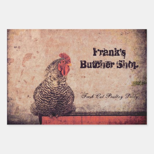 Rooster  Antiek Boerderij Inpakpapier Vel (Voorkant)