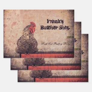 Rooster  Antiek Boerderij Inpakpapier Vel