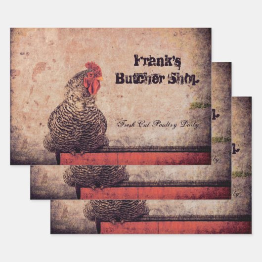 Rooster Antiek Boerderij Inpakpapier Vel (Set)