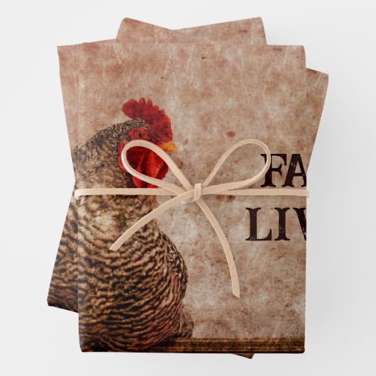 Rooster  Antiek Boerderij Rode bruine textuur Inpakpapier Vel (In situ)