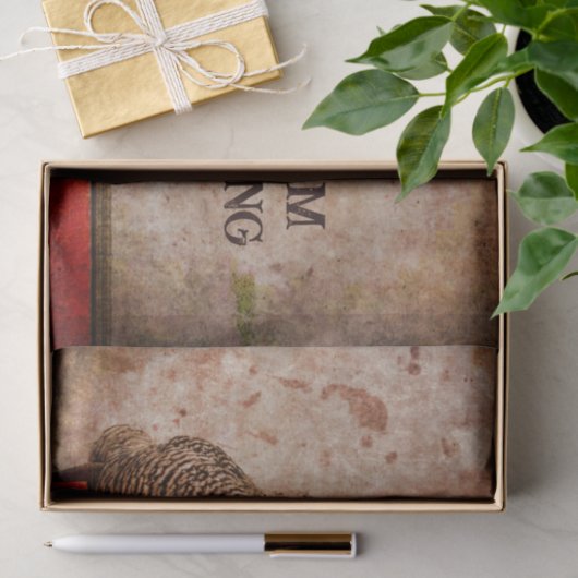 Rooster Antiek Boerderij Rode bruine textuur Tissuepapier (Geschenk)