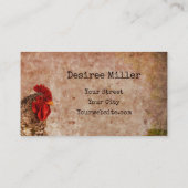 Rooster  Antiek Boerderij Rode bruine textuur Visitekaartje (Achterkant)