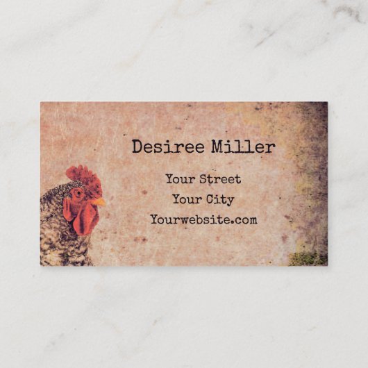 Rooster  Antiek Boerderij Visitekaartje (Achterkant)