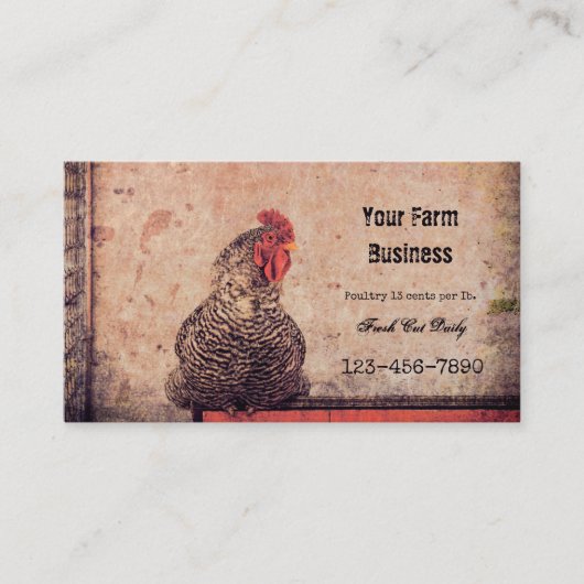 Rooster  Antiek Boerderij Visitekaartje (Voorkant)