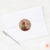 Rooster  Antiek Bruin Textuur Ronde Sticker (Envelop)