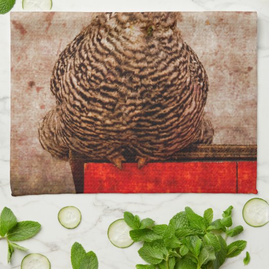 Rooster Antiek Bruin Textuur Theedoek (Gevouwen)