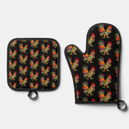 Rooster Apron Ovenwant & Pannenlap Set