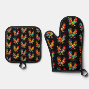 Rooster Apron Ovenwant & Pannenlap Set