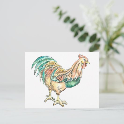 Rooster Art Briefkaart (Staand voorkant)