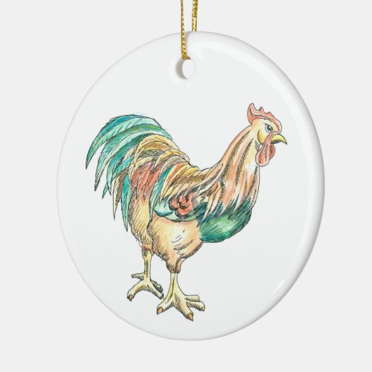 Rooster Art Keramisch Ornament (Links)